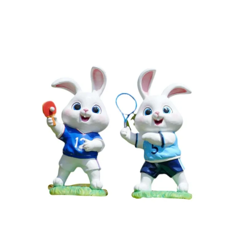 Gardening Tools Sketch - FRP cartoon sports rabbit sculpture garden