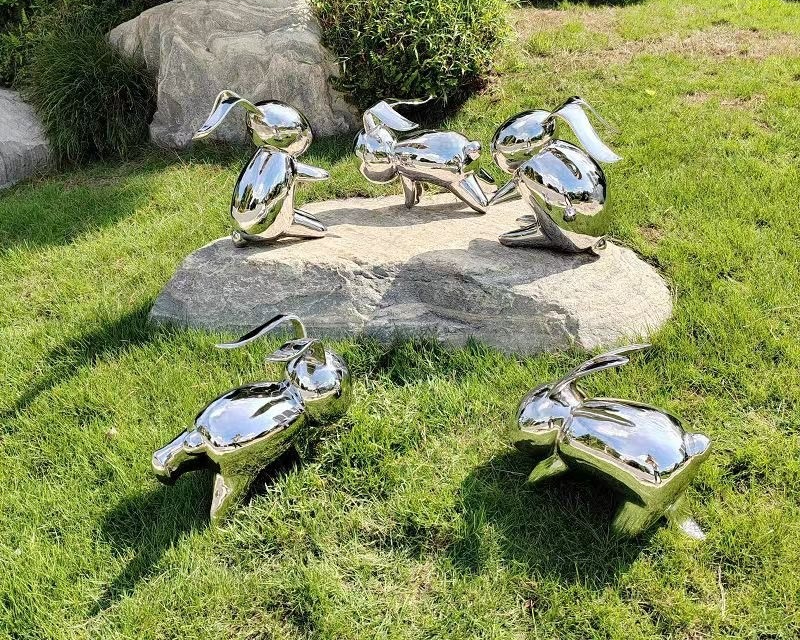 Gardening Tools Sketch - Stainless steel rabbit sculpture garden landscape