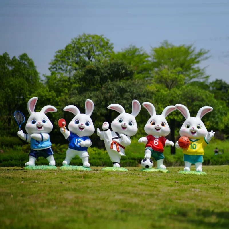 FRP cartoon sports rabbit scul - Gardening Tools Sketch review and price