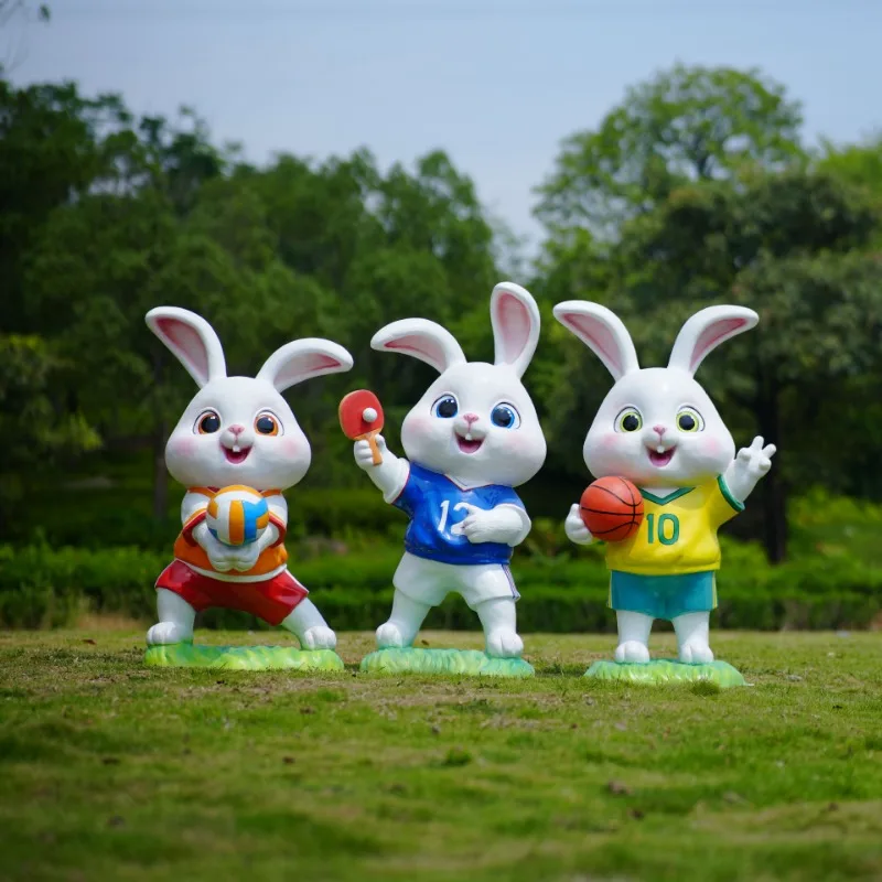 FRP cartoon sports rabbit scul - Gardening Tools Sketch review and price