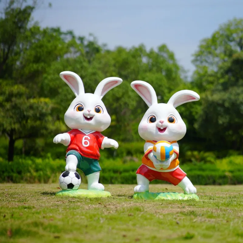 FRP cartoon sports rabbit scul - Gardening Tools Sketch review and price
